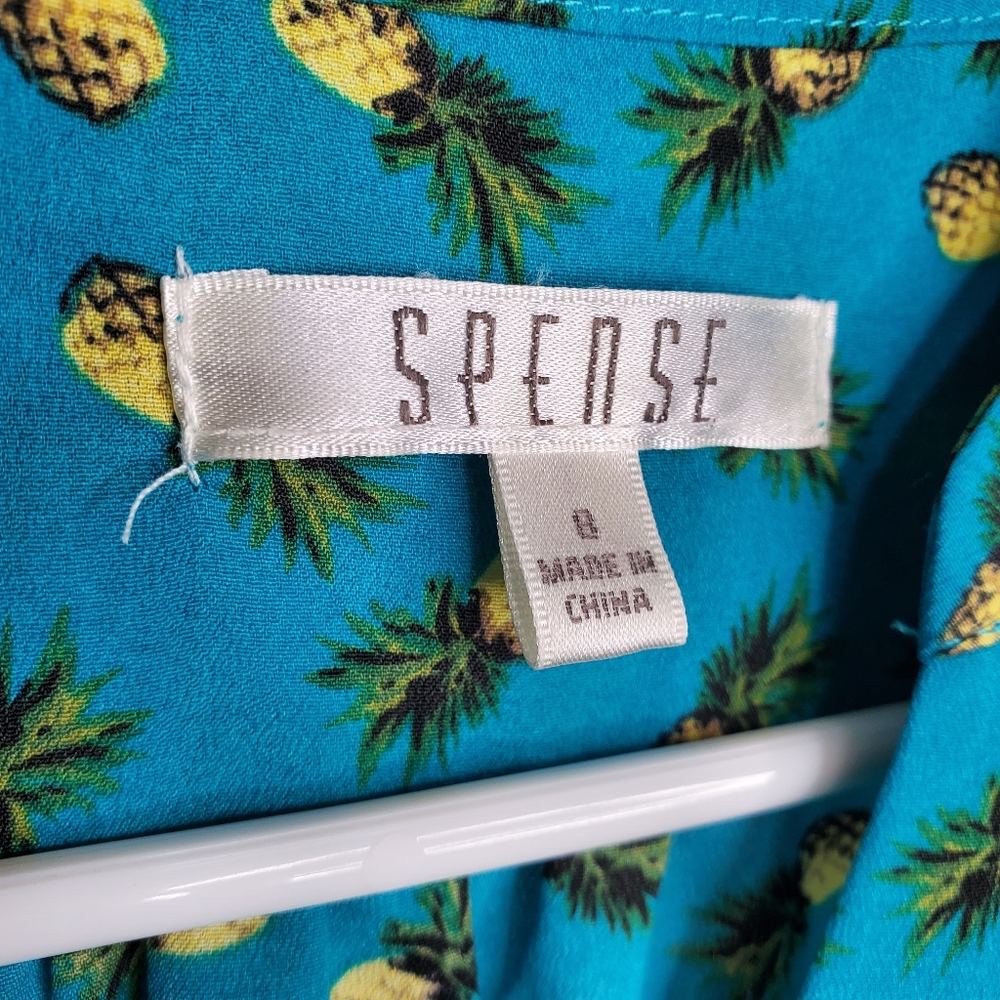21?) Spense Pineapple Button-Up Midi Roll Up Slee… - image 4